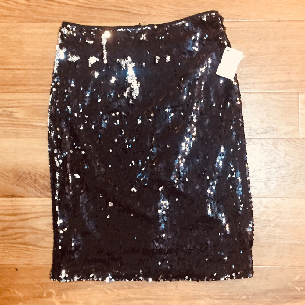 NWT Miss Avenue Black Sequin Pencil Skirt